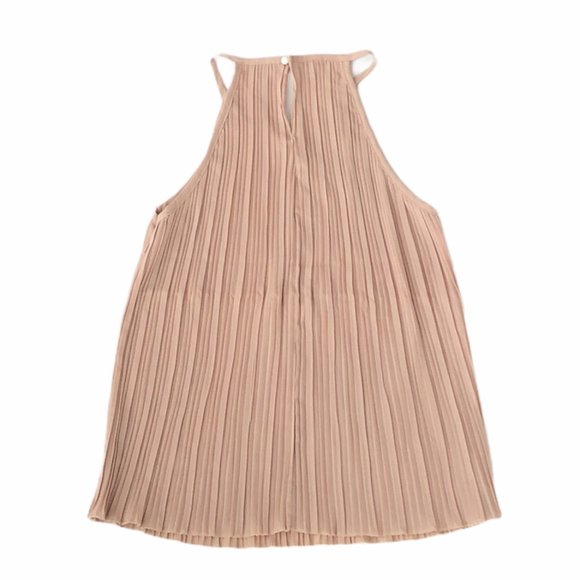 2/$20 beige cream pleated chiffon tank top size S - Picture 3 of 3